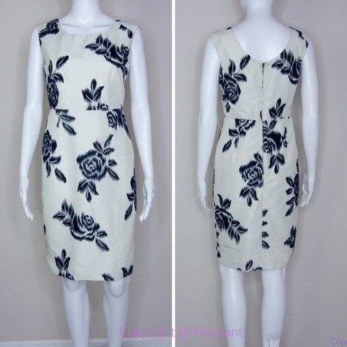 Kate Spade abito smanicato tubino bianco stampa floreale donna taglia 2