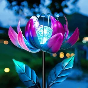 Solar lila Metall Blume Wind Spinner, bunte drehende Windmühle Lotus Yard A - Bild 1 von 6
