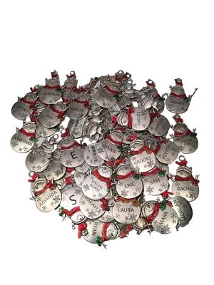 HALLMARK Ganz Christmas Holiday Snowman Metal Ornaments Boy Girl Names A-Z - Image 1 of 2