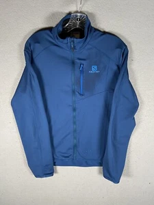 Salomon Men Advanced Skin Care Warm Jacket Large Blue Active Running Zip Up S - Picture 1 of 13