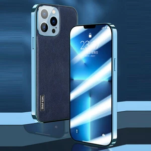 360 Case For iPhone 13 Pro Max Aluminum Alloy Tempered Glass Leather Protection - Picture 1 of 4