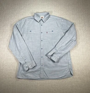 Levis Shirt Adult Large Blue Button Up Long Sleeve Collar Pocket Mens - Picture 1 of 9