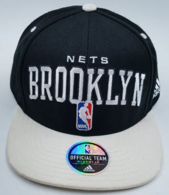 Кепка бейсболка регулируемая Brooklyn Nets NBA черная/белая с вышивкой Adidas - Изображение 1 из 4