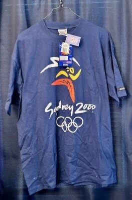 CAMISETA OFICIAL CON LICENCIA DE LOS OLÍMPICOS DE SYDNEY 2000 GRANDE CON ETIQUETAS NUEVA Foto 1 de 4