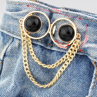 1 par de pantalones cintura hágalo usted mismo cambio de metal pequeño botón falda ajuste hebilla EE. UU. Foto 1 de 4