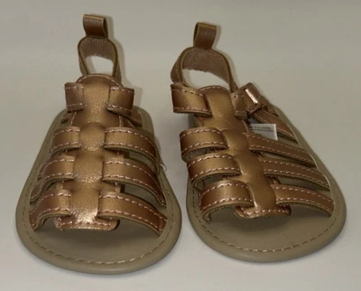 Sandalias Carter's Baby Girls oro rosa con tiras 9-12M Foto 1 de 4
