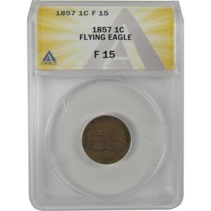 1857 Flying Eagle Cent F 15 ANACS Penny 1c Coin SKU:I20790 - Picture 1 of 4