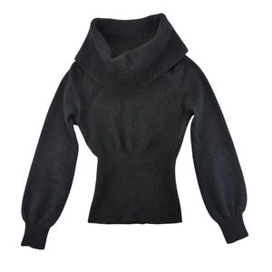 Patagonia Damen Medium schwarz 100 % Kaschmir Wasserfallausschnitt Pullover Dolman 50980 - Bild 1 von 9