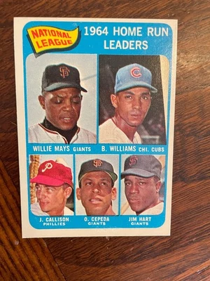 Tarjeta de béisbol 1965 Topps #4 Homerun Leaders Willie Mays Cepeda Williams casi nueva #2 Foto 1 de 2