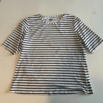 Parasol Lands’ End XL para mujer UPF50 manga codo protector contra erupciones azul marino y blanco Foto 1 de 4