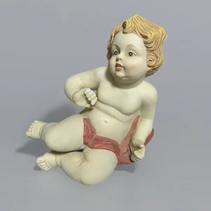 Estatuilla barroca renacentista caprichosa querubín ángel putto pintada a mano - Imagen 1 de 6