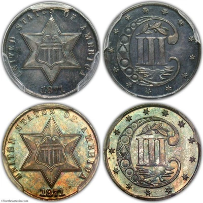 1871 Proof Three Cent Silver PCGS PR64 CAC - Image 1 of 2