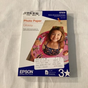 Epson Photo Paper 50 Sheets 4x6" 60 Lb Borderless Bright Glossy Inkjet - NEW - Afbeelding 1 van 2