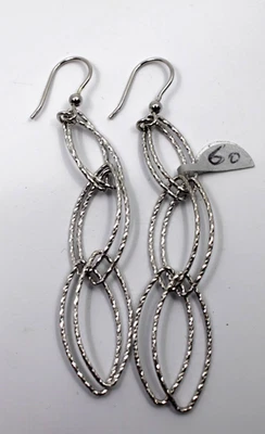 Long Marquise Links Dangle Drop 3.5"in Long Earrings in Sterling Silver - Image 1 of 4