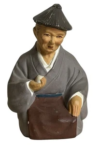 Japanese Hakata Mimasu Urasaki Style Clay Doll Vintage Old Man Kneeling Elder - Picture 1 of 13