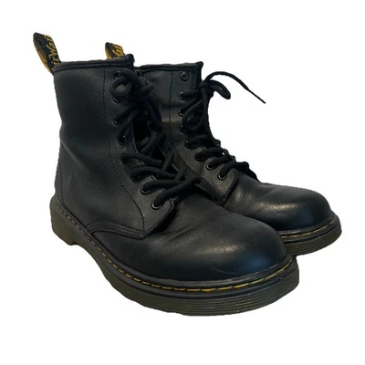 Botas de cuero negras para niños Doc Martens 1460 con cordones cremallera lateral talla 4 Foto 1 de 4