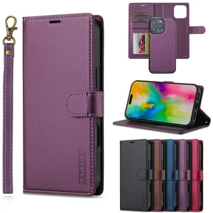 Removable Leather Flip Wallet Case Cover For iPhone 16 Pro Max 15 Plus 14 13 12 - Picture 1 of 17
