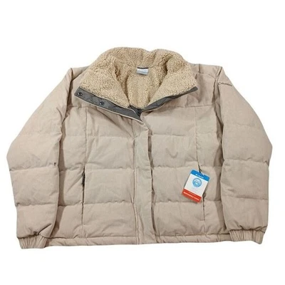 Chaqueta acolchada Columbia Down Sherpa para mujer XL piedra blanca pana rubí $240 NUEVA Foto 1 de 4