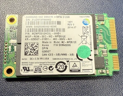 Samsung SSD SM841n mSATA 512GB MZ-MPD512E Solid State Hard Drive 0295GT - Image 1 of 3