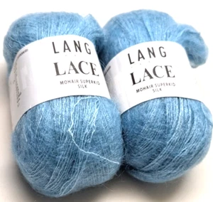 2 Matched Skeins Lang Lace 58% Mohair 42% Silk 25 gm/ 340 yds 0072 Baby Blue DS - Picture 1 of 2