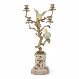 porcelain bronze ormolu BIRDS IN branches candelabra candelabrum figurine RIGHT - Picture 1 of 8