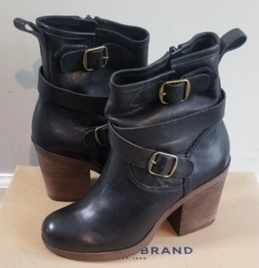 Lucky Brand Womens LK Orenzo Motorcycle Boots Black Leather Mid Calf Zip 5 - Picture 1 of 6