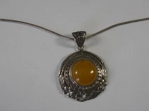 Sterling Silver Burmese Yellow Honey Jade Jadeite Bali Pendent Necklace Aragonit - Bild 1 von 7