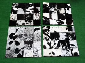 Set of 4 NEW COWHIDE LEATHER CUSHION COVER RUG COW HIDE HAIR ON CUSHION C-605 - Picture 1 of 4