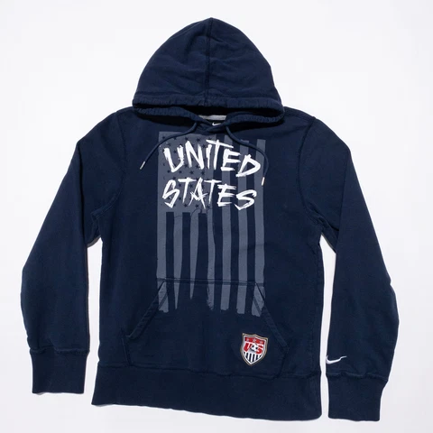 Team USA Soccer Hoodie Men's Small Nike UWMNT Pullover Sweatshirt Blue Flag Cover