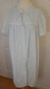 Vtg Nightflowers Gown & Robe Blue Made In USA Women's Size Large - Picture 1 of 12