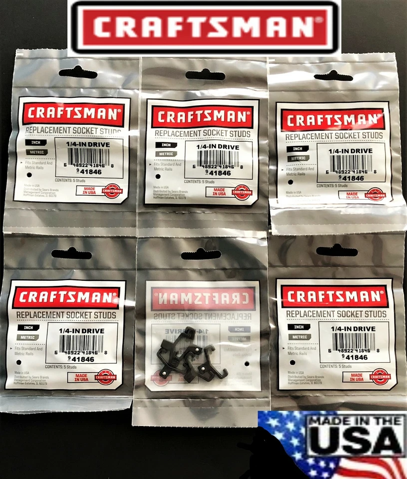 30 CRAFTSMAN 1/4" BLACK REPLACEMENT SOCKET STUDS RACK RAIL CLIPS 941846 USA MADE