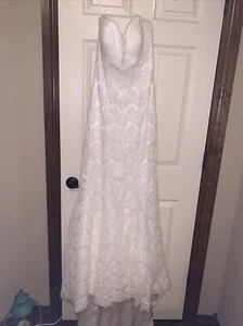 Allure Bridals White Sequined Asymmetric Hem Gown Wedding Dress 10 New Defects - Picture 1 of 16