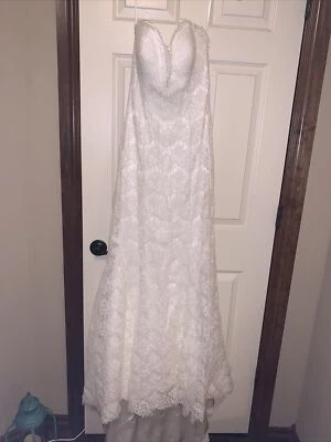 Vestido de noiva Allure Bridals branco lantejoulas assimétrico bainha 10 novos defeitos - Imagem 1 de 4