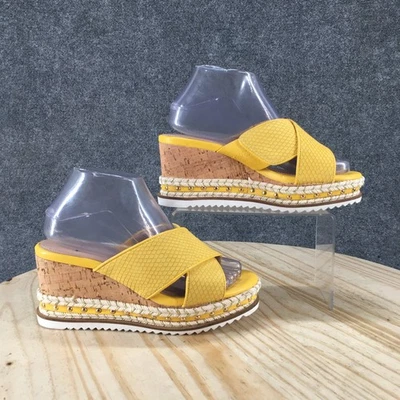 NUEVO BCBGeneration Sandalias Mujer 7 M Habiana Sin Cordones Alpargata Cuña Amarillo Foto 1 de 4