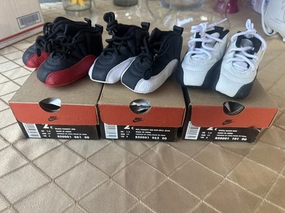 Оригинальный Jordan первый Jordan XII такси плей-офф выведен размер 2C набор из 3 BNWB РЕДКАЯ OG - Изображение 1 из 4