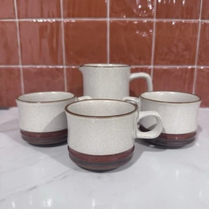Set ruggine ruota Denby Potters vintage compreso di 3 tazze tazze tazze da tè con crema MCM - Foto 1 di 18