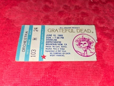 Boleto de concierto de colección para los muertos agradecidos 18 de junio 1989 Shoreline Amph Foto 1 de 2