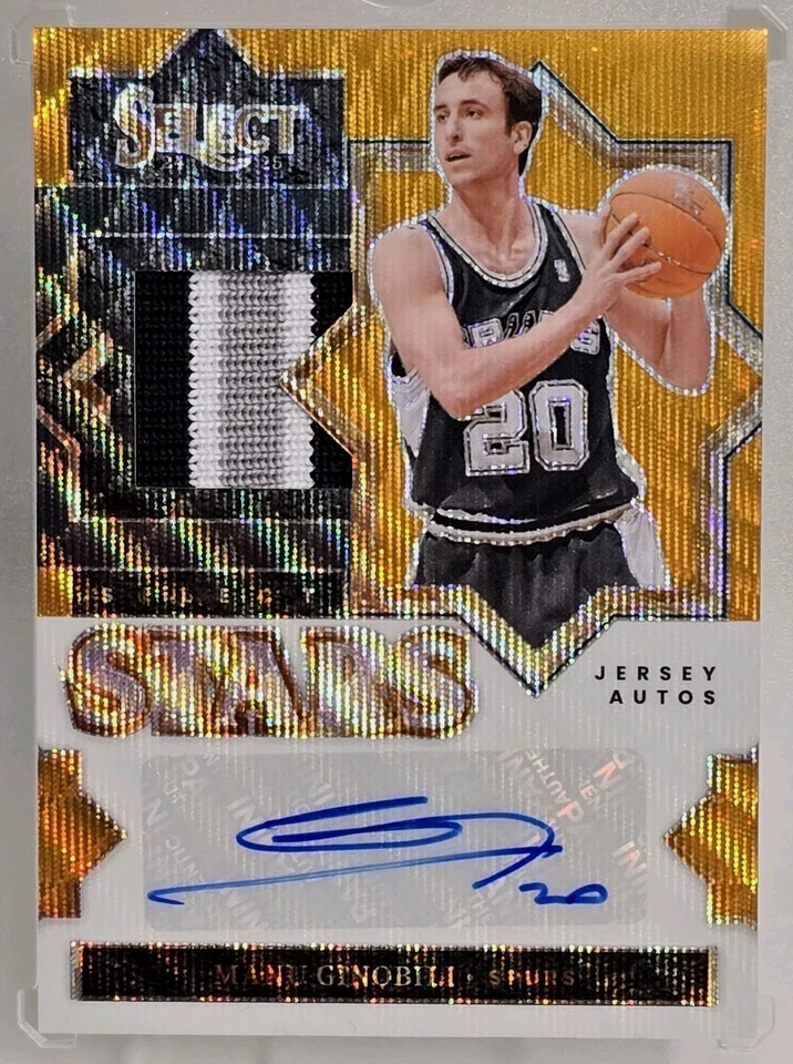 2024-25 Panini Select Stars Manu Ginóbili Auto/10 Juego Usado Parche Espuelas Salón 1/1 Foto 1 de 4