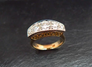 Genuine Diamond 5-Stone Ring 1.68 TCW Two-Tone 14k Gold Size 7.5 - Picture 1 of 9