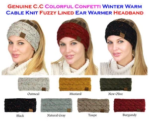 NEW! CC Head Band Colorful Confetti Cable Knit FUZZY LINED Ear Warmer Head Wrap - Picture 1 of 151
