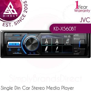 JVC KD-X560BT Single Din Car Stereo Media Player│Radio│Bluetooth│USB│AUX│MP3 - Picture 1 of 7