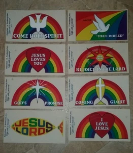 CHRISTIAN TRANSPARENT WINDOW DECALS - 7.50" x 4" - Palestine Products - Vintage - Picture 1 of 9