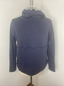 SWEATY BETTY Sweatshirt Size Medium Cotton Navy Blue Hoodie Pocket Thumb Holes - Picture 1 of 10
