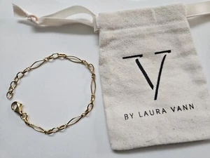 £115 RRP BRAND NEW V BY LAURA VANN 18ct Gold-Plated Vintage Link Chain Bracelet - Picture 1 of 8