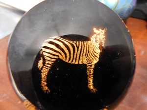 Vtg Stunning Signed 1993 Aventurine Zebra Obsidian Ground Port Window Art Glass - Picture 1 of 9