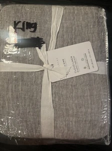Pottery Barn Cloud Cotton Linen Blanket Gray King Cal King New In Package - Picture 1 of 5