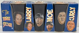 2002 Three Stooges Shot Glasses Larry Moe Curly + Original Box Collectible READ - Picture 1 of 6