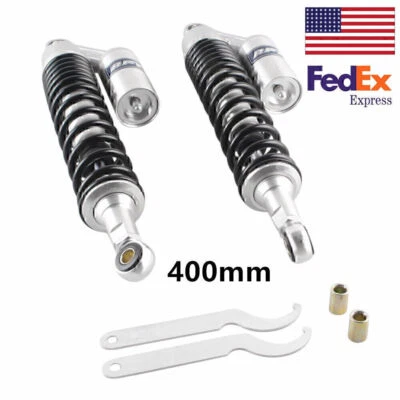 400mm Air Shock Absorbers Adjustable for Yamaha ATV Banshee Honda Alu Black Pair Foto 1 de 4