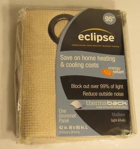 ECLIPSE Madison BLACKOUT Cortina Luz Caqui 42x95", ThermaBack, 1 Panel Ojal - Imagen 1 de 5