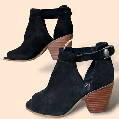 SOLE SOCIETY Caprica Open Toe Bootie (Black Suede) US 7.8 EU 38 Boho Fall - Image 1 of 4